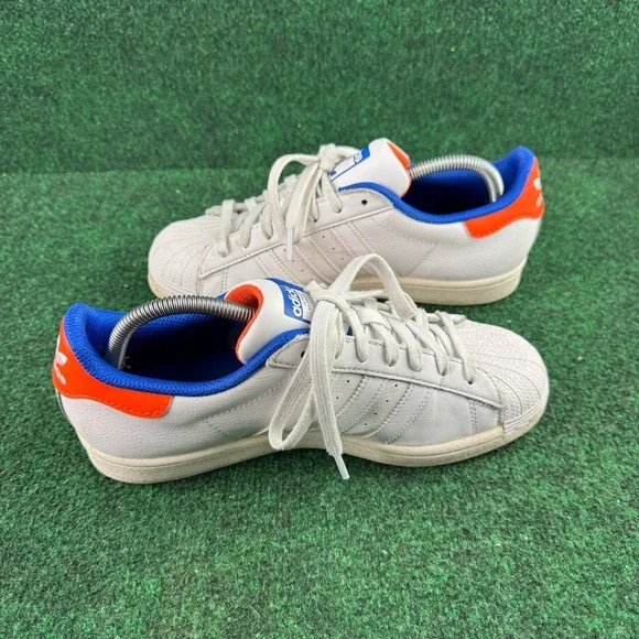 Adidas Superstar Low IF7610 Trainers Womens Cloud White Orange Royal Blue Size 9 - Picture 5 of 8